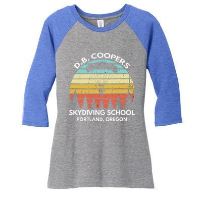 D. B. Coopers Skydiving School Portland Oregon Women's Tri-Blend 3/4-Sleeve Raglan Shirt