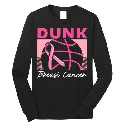 Dunk Breast Cancer Basketball Player Breast Cancer Awareness Long Sleeve Shirt