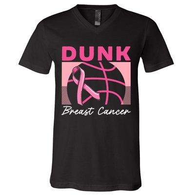 Dunk Breast Cancer Basketball Player Breast Cancer Awareness V-Neck T-Shirt