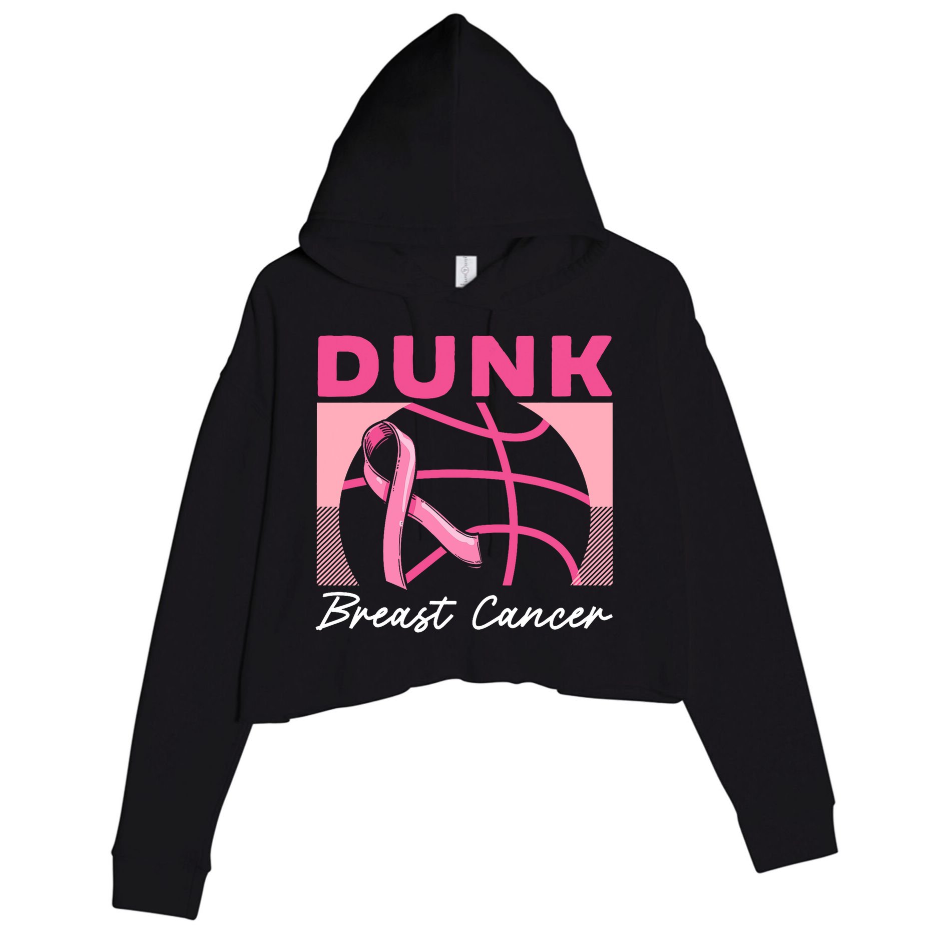 Dunk Breast Cancer Basketball Player Breast Cancer Awareness Crop Fleece Hoodie