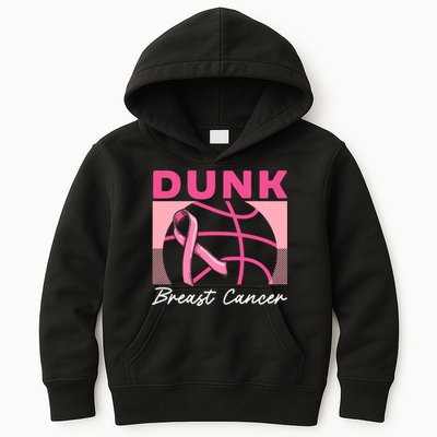 Dunk Breast Cancer Basketball Player Breast Cancer Awareness Kids Hoodie