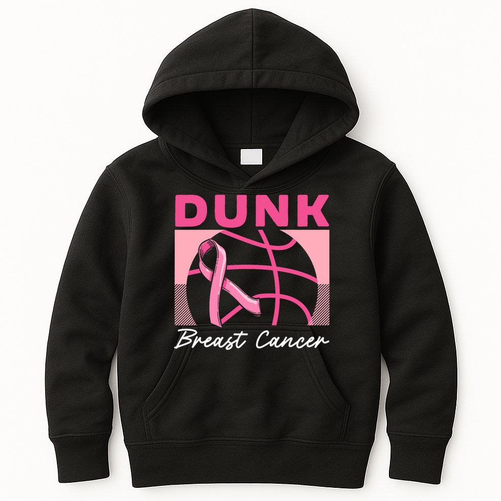 Dunk Breast Cancer Basketball Player Breast Cancer Awareness Kids Hoodie