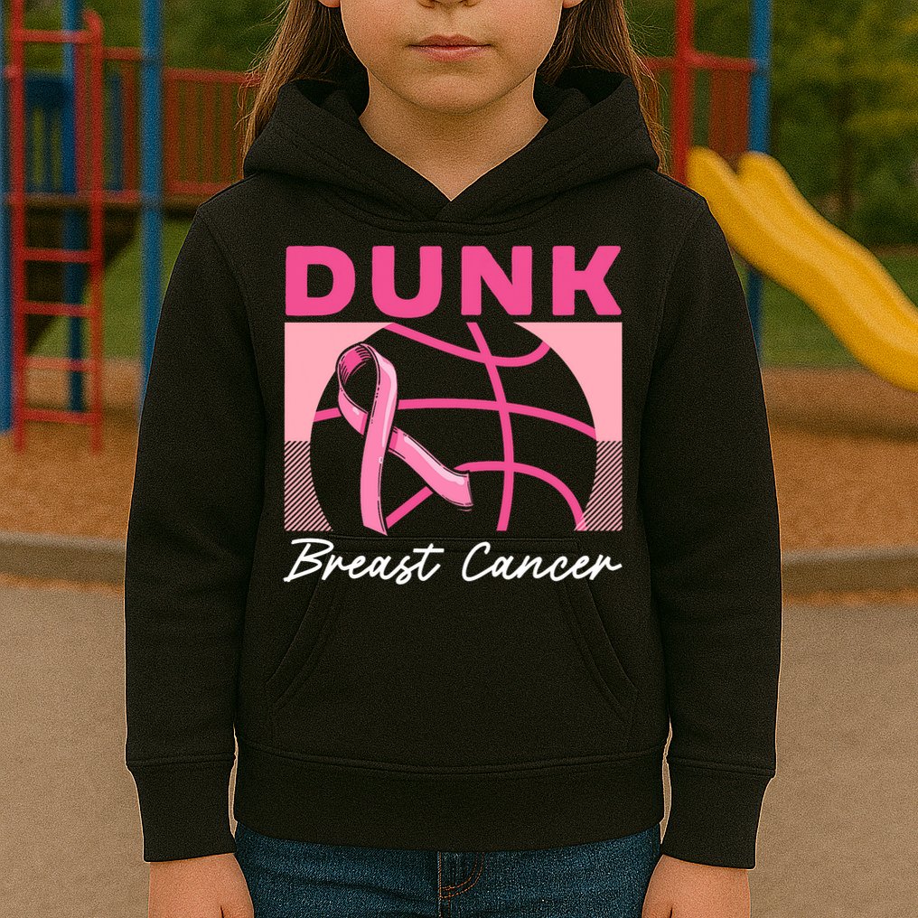 Dunk Breast Cancer Basketball Player Breast Cancer Awareness Kids Hoodie