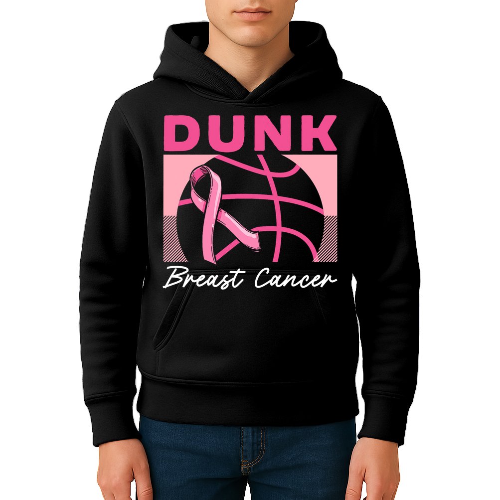 Dunk Breast Cancer Basketball Player Breast Cancer Awareness Kids Hoodie