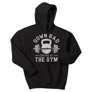 Down Bad Crying At The Gym Kids Hoodie