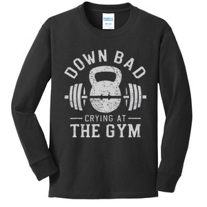 Down Bad Crying At The Gym Kids Long Sleeve Shirt