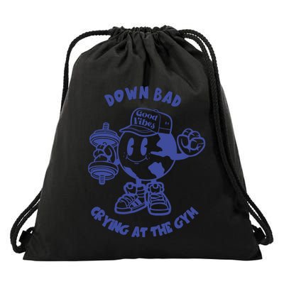 Down Bad Crying At The Gym Good Vibes Ttpd Drawstring Bag