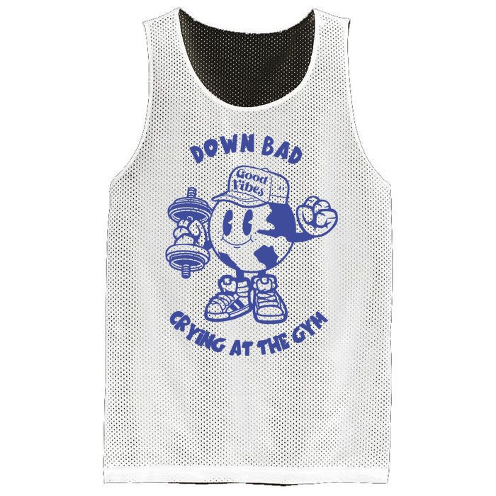 Down Bad Crying At The Gym Good Vibes Ttpd Mesh Reversible Basketball Jersey Tank