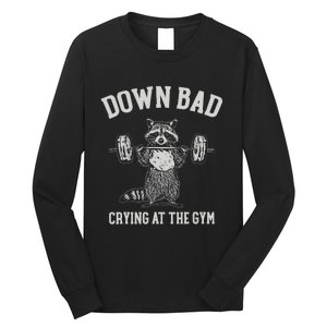 Down Bad Crying At The Gym Racoon Meme Long Sleeve Shirt