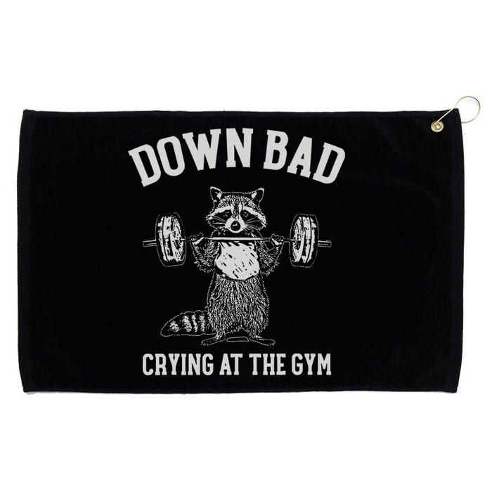 Down Bad Crying At The Gym Racoon Meme Grommeted Golf Towel