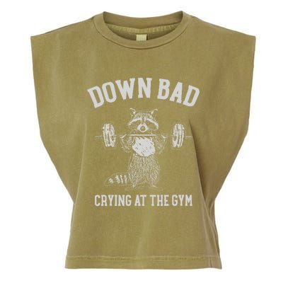 Down Bad Crying At The Gym Racoon Meme Garment-Dyed Women's Muscle Tee