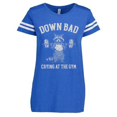 Down Bad Crying At The Gym Racoon Meme Enza Ladies Jersey Football T-Shirt