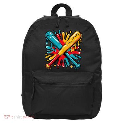 Dripping Baseball Cool Paint Splash Drip Softball Players 16 in Basic Backpack