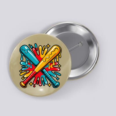 Dripping Baseball Cool Paint Splash Drip Softball Players Button