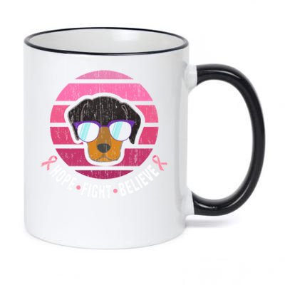 Daschund Breast Cancer Survivor Gift 11oz Black Color Changing Mug