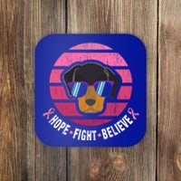 Daschund Breast Cancer Survivor Gift Coaster