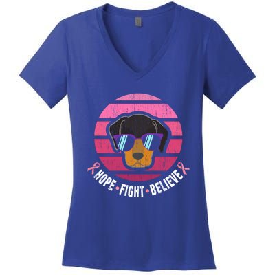 Daschund Breast Cancer Survivor Gift Women's V-Neck T-Shirt