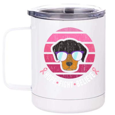 Daschund Breast Cancer Survivor Gift 12 oz Stainless Steel Tumbler Cup