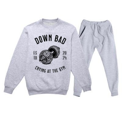 Down Bad Crying At The Gym Premium Crewneck Sweatsuit Set