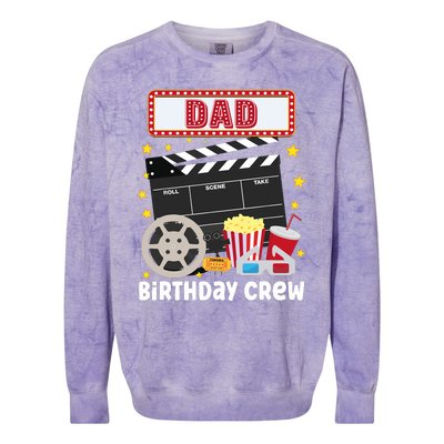 Dad Birthday Crew Movie Night Theme Matching Party Colorblast Crewneck Sweatshirt