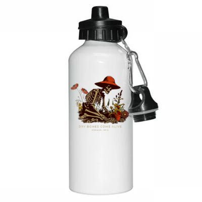 Dry Bones Come Alive Funny Skeleton Flower Aluminum Water Bottle 