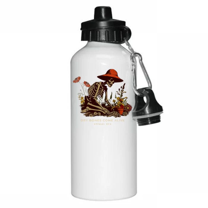 Dry Bones Come Alive Funny Skeleton Flower Aluminum Water Bottle