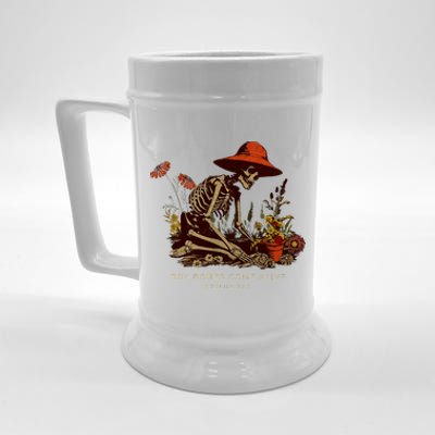 Dry Bones Come Alive Funny Skeleton Flower Beer Stein