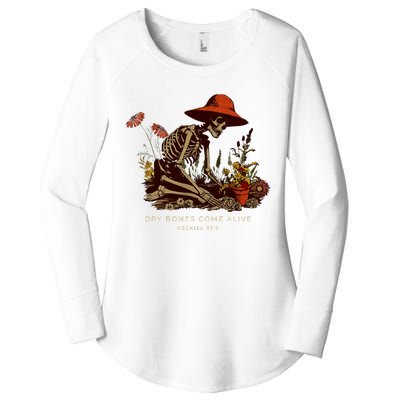 Dry Bones Come Alive Funny Skeleton Flower Women's Perfect Tri Tunic Long Sleeve Shirt