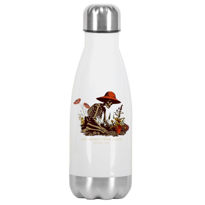 Dry Bones Come Alive Funny Skeleton Flower Stainless Steel Insulated Water Bottle