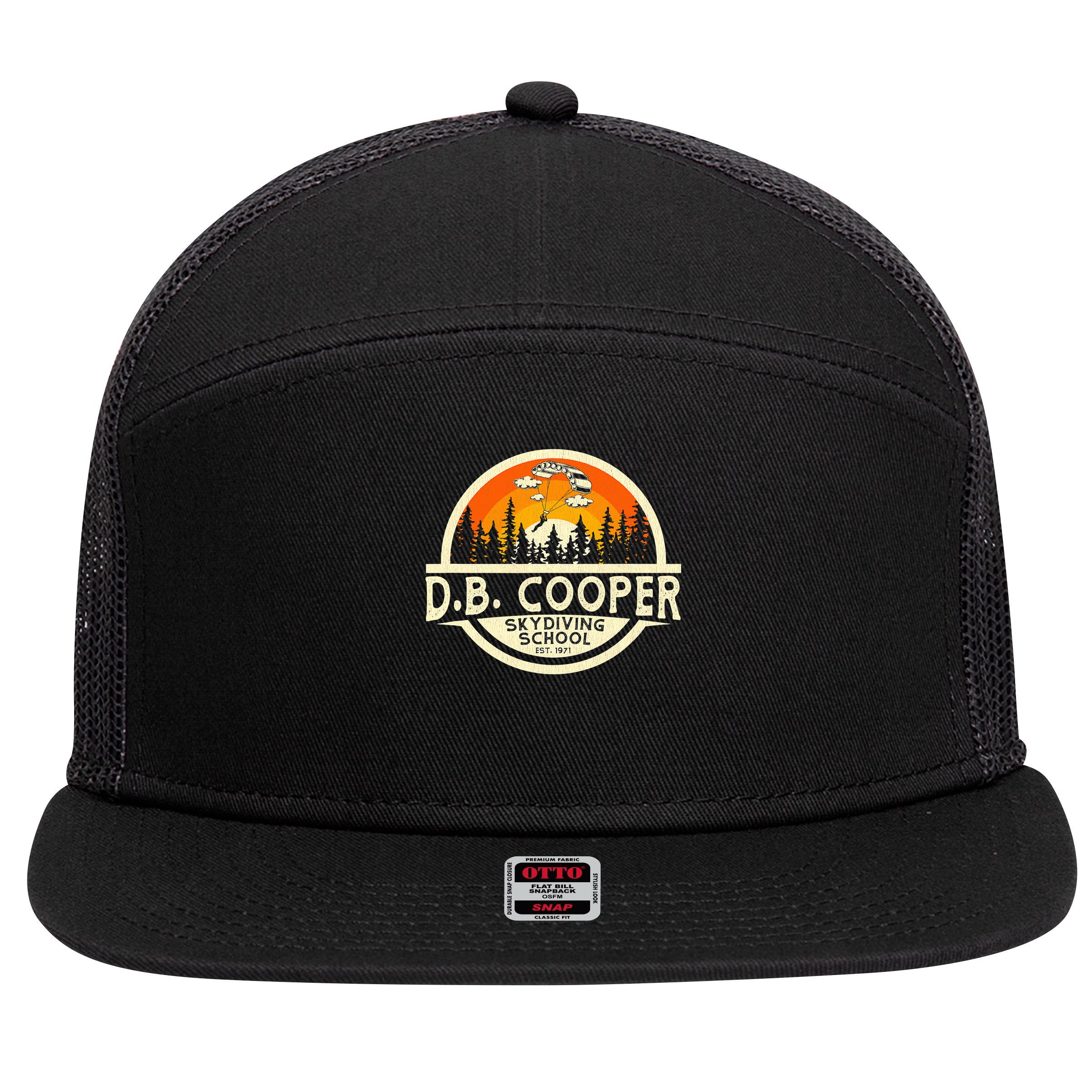 D B Coopers Skydiving School Portland Oregon  7 Panel Mesh Trucker Snapback Hat