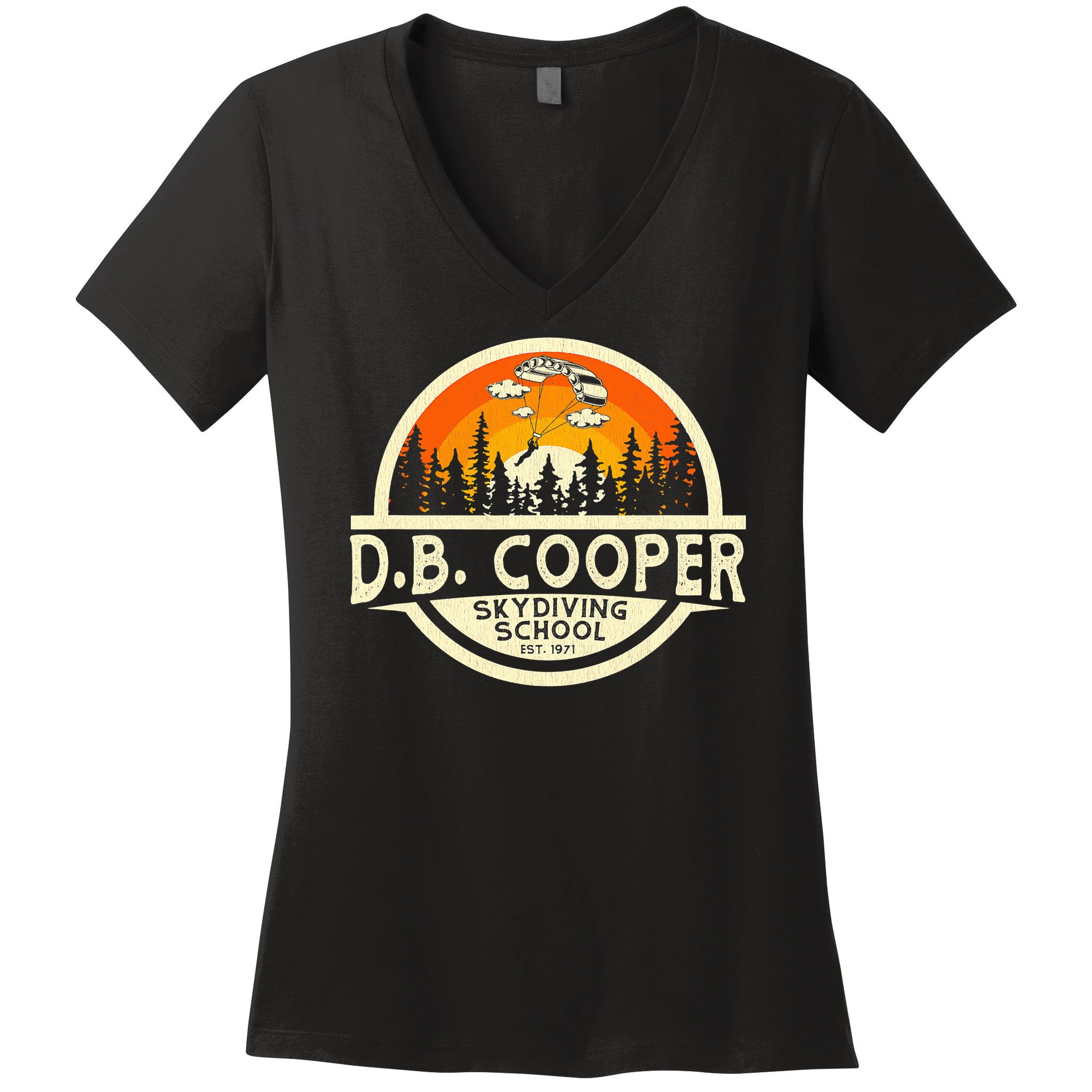 D B Coopers Skydiving School Portland Oregon  Women's V-Neck T-Shirt