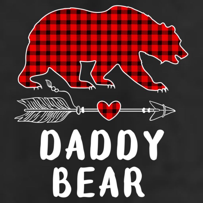 Daddy Bear Christmas Pajama Red Plaid Buffalo Xmas 7 Panel Mesh Trucker Snapback Hat