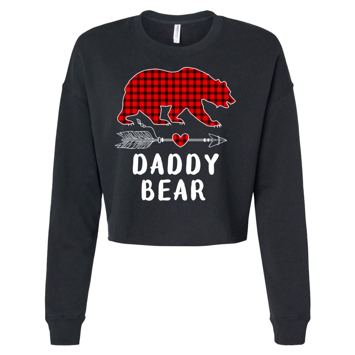 Daddy Bear Christmas Pajama Red Plaid Buffalo Xmas Cropped Pullover Crew