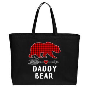 Daddy Bear Christmas Pajama Red Plaid Buffalo Xmas Cotton Canvas Jumbo Tote