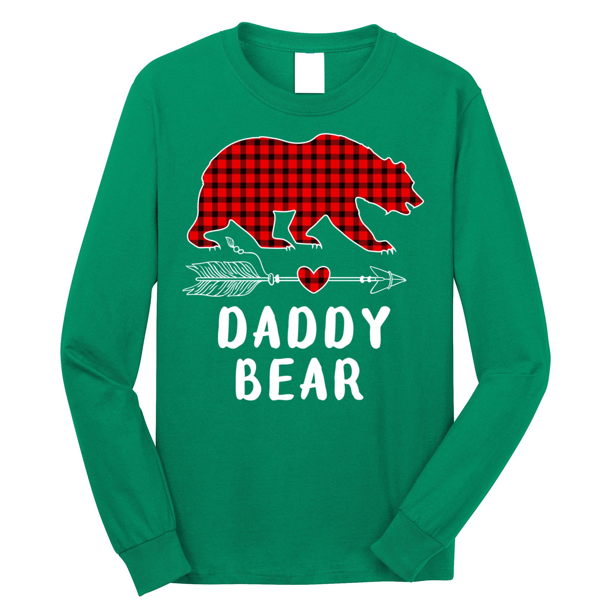 Daddy Bear Christmas Pajama Red Plaid Buffalo Xmas Long Sleeve Shirt