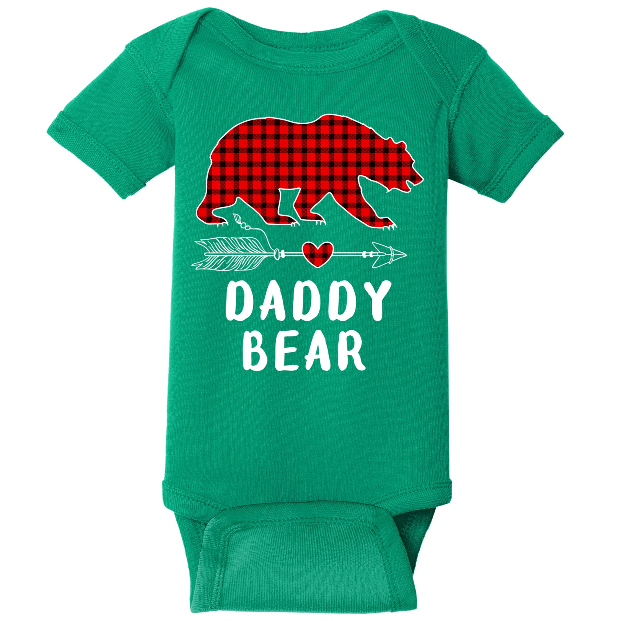 Daddy Bear Christmas Pajama Red Plaid Buffalo Xmas Baby Bodysuit