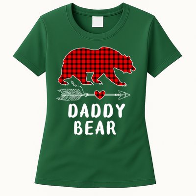 Daddy Bear Christmas Pajama Red Plaid Buffalo Xmas Womens T-Shirt