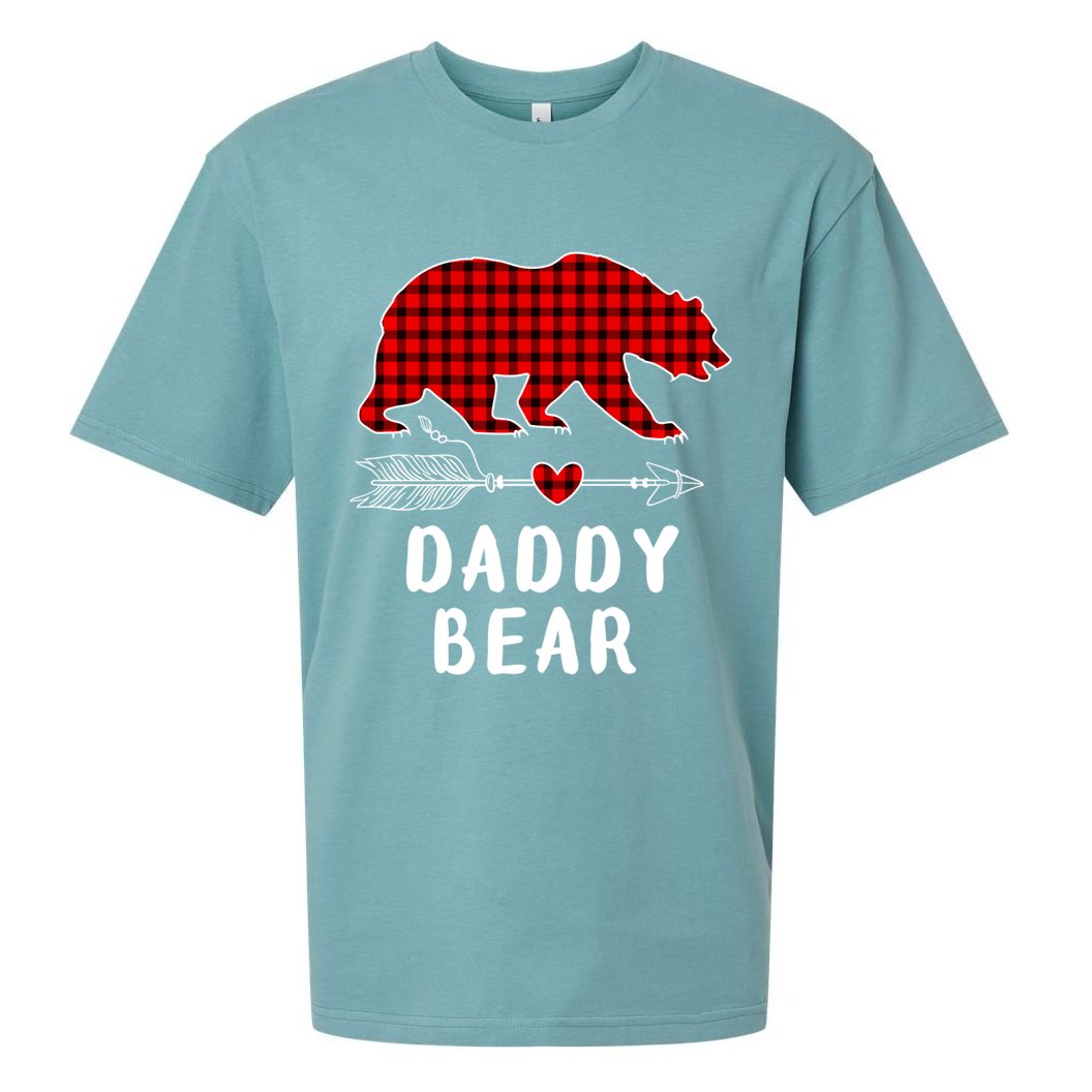 Daddy Bear Christmas Pajama Red Plaid Buffalo Xmas Sueded Cloud Jersey T-Shirt