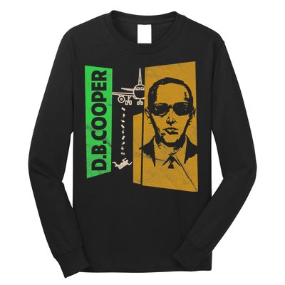 D B Cooper Skyjacker Hijack Retro 60s Style Graphic Long Sleeve Shirt