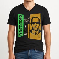 D B Cooper Skyjacker Hijack Retro 60s Style Graphic V-Neck T-Shirt
