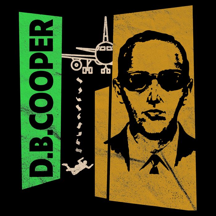 D B Cooper Skyjacker Hijack Retro 60s Style Graphic Button