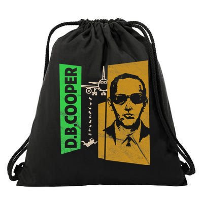 D B Cooper Skyjacker Hijack Retro 60s Style Graphic Drawstring Bag