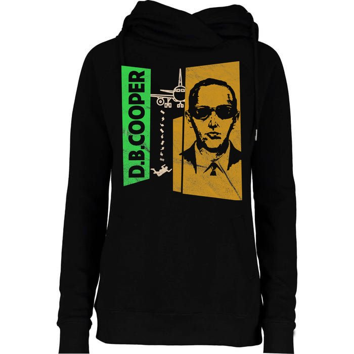 D B Cooper Skyjacker Hijack Retro 60s Style Graphic Womens Funnel Neck Pullover Hood