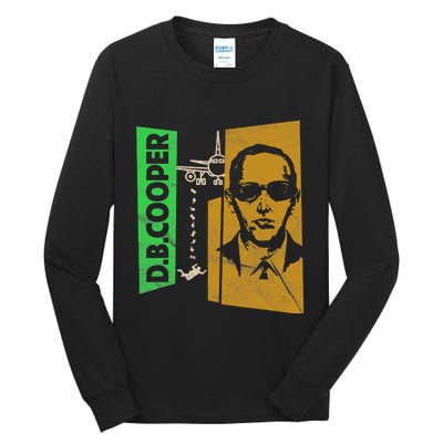 D B Cooper Skyjacker Hijack Retro 60s Style Graphic Tall Long Sleeve T-Shirt