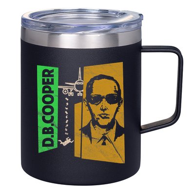 D B Cooper Skyjacker Hijack Retro 60s Style Graphic 12oz Stainless Steel Coffee Mug