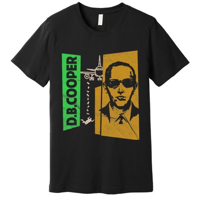 D B Cooper Skyjacker Hijack Retro 60s Style Graphic Premium T-Shirt