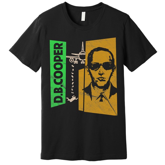 D B Cooper Skyjacker Hijack Retro 60s Style Graphic Premium T-Shirt