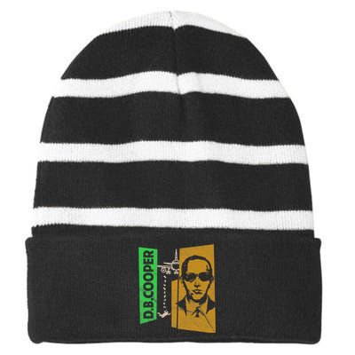 D B Cooper Skyjacker Hijack Retro 60s Style Graphic Striped Beanie with Solid Band