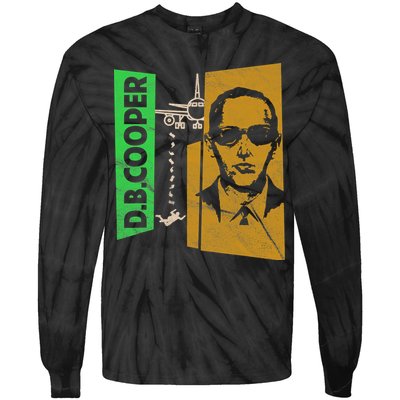D B Cooper Skyjacker Hijack Retro 60s Style Graphic Tie-Dye Long Sleeve Shirt