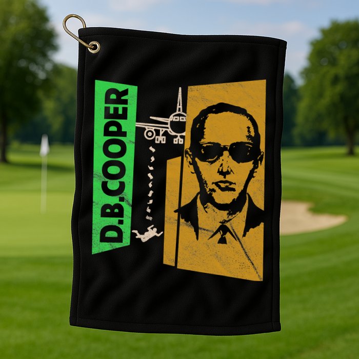 D B Cooper Skyjacker Hijack Retro 60s Style Graphic Golf Towel